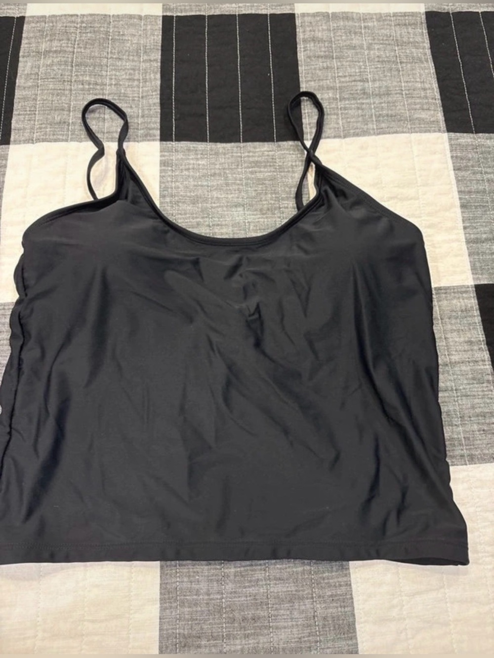 Black Swim Camisole with Adjustable Spaghetti Straps